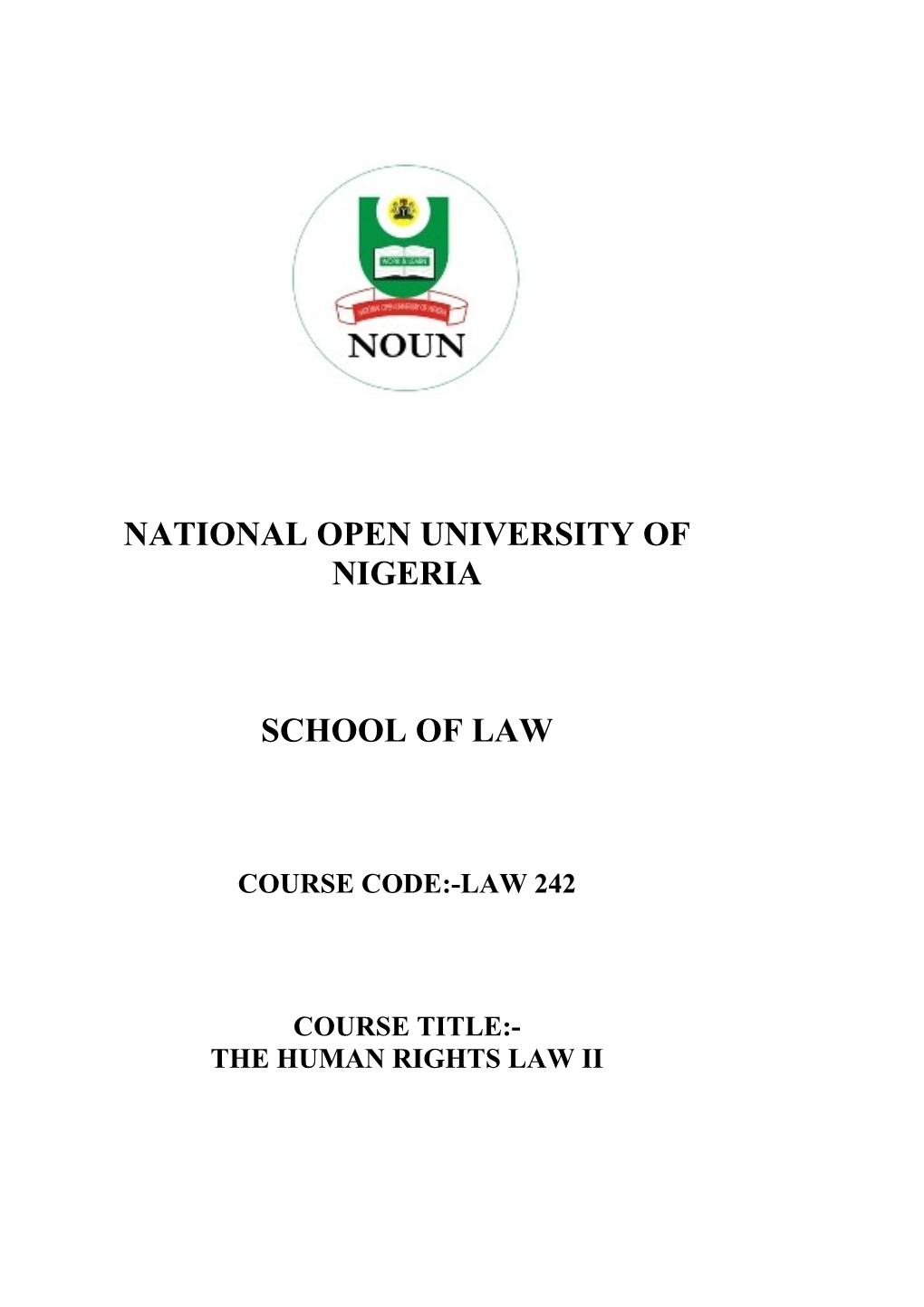 Law 242 Course Title:- the Human Rights Law Ii