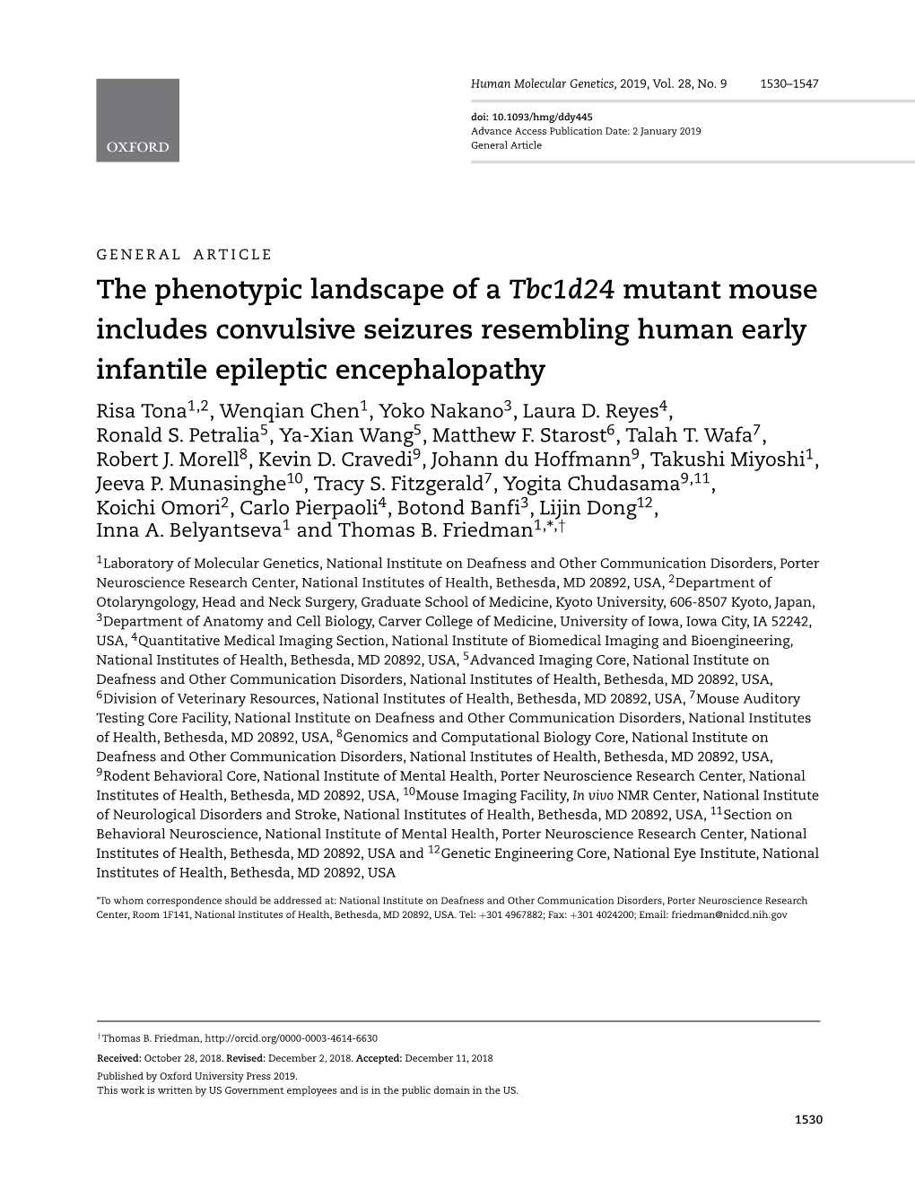 The Phenotypic Landscape of a Tbc1d24 Mutant Mouse Includes