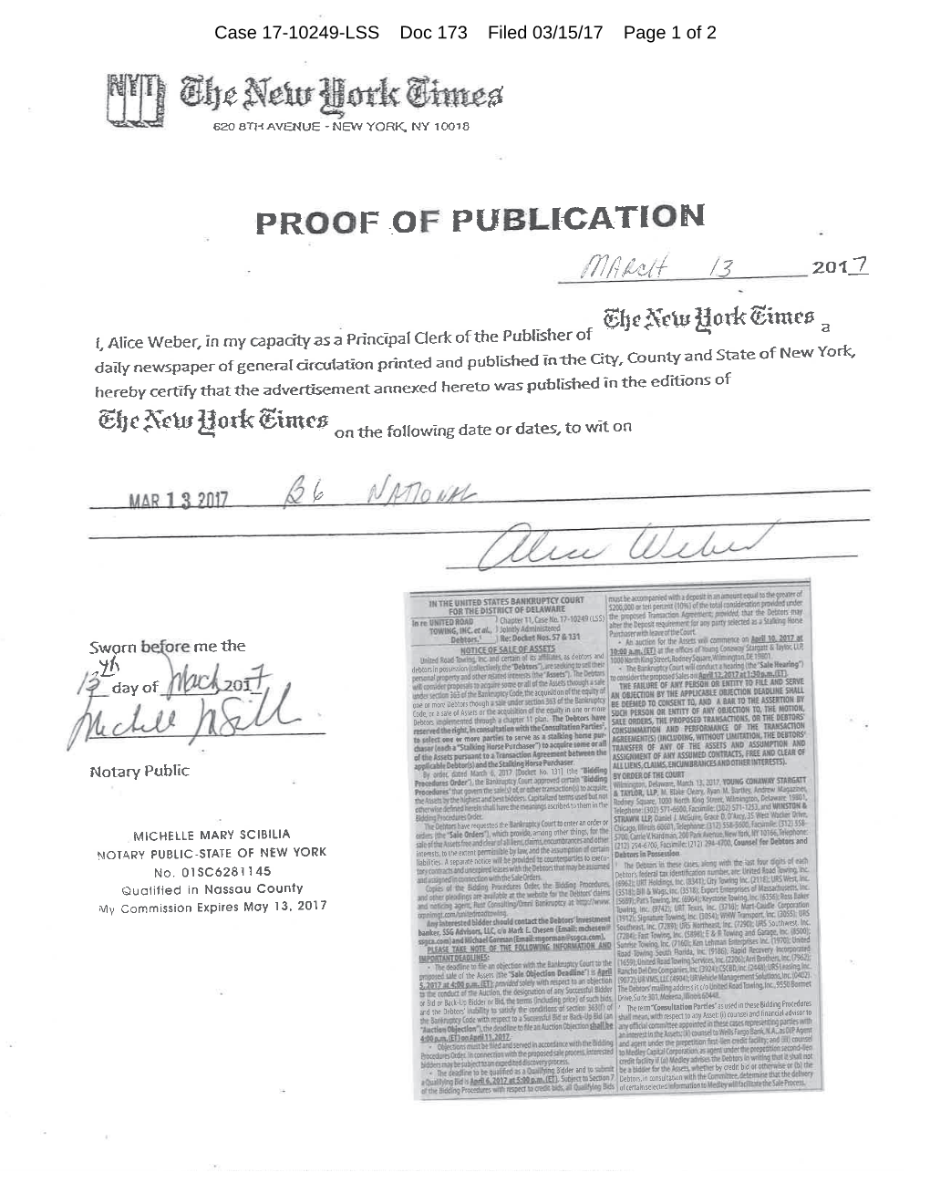 Case 17-10249-LSS Doc 173 Filed 03/15/17 Page 1 of 2 Case 17-10249-LSS Doc 173 Filed 03/15/17 Page 2 of 2 C M Y K Nxxx,2017-03-13,B,006,Bs-BW,E2