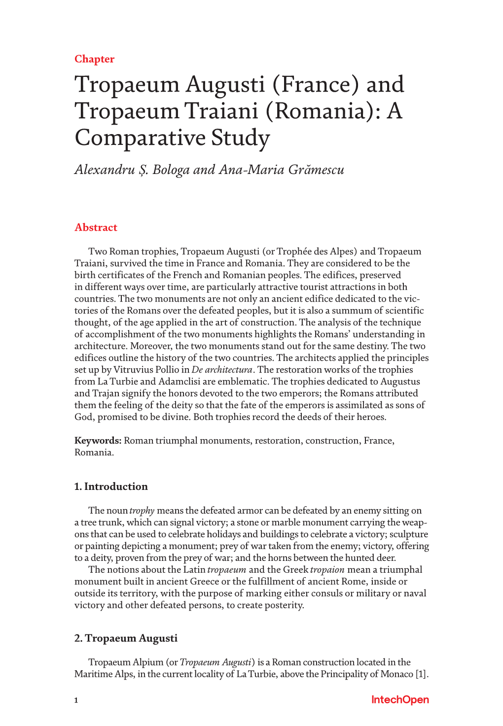 And Tropaeum Traiani (Romania): a Comparative Study Alexandru Ș