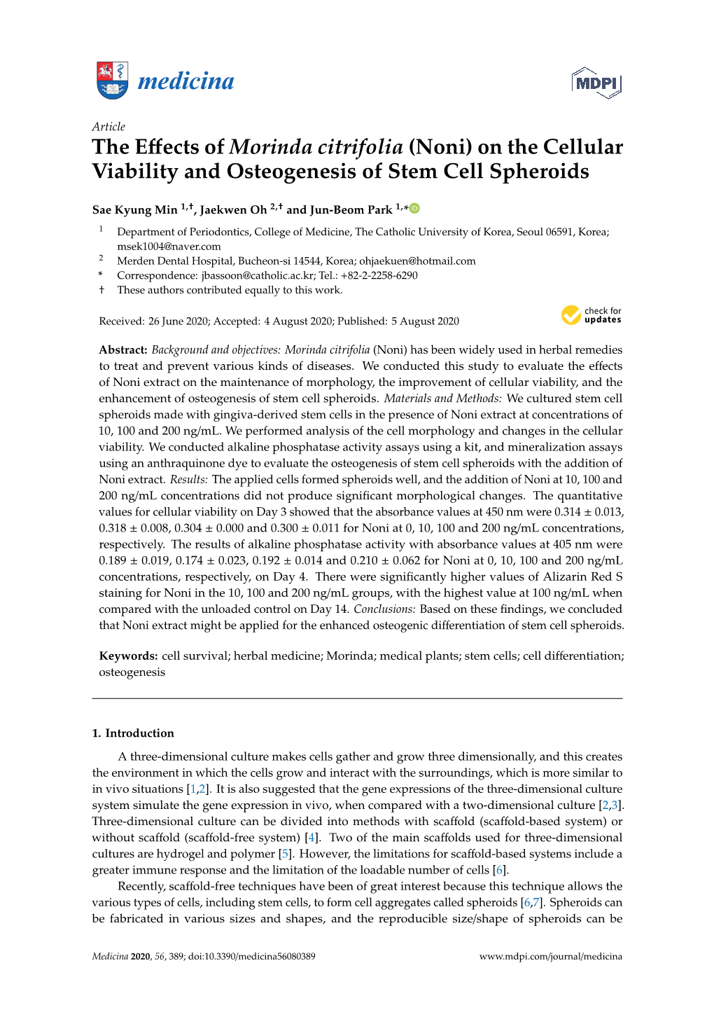On the Cellular Viability and Osteogenesis of Stem Cell Spheroids