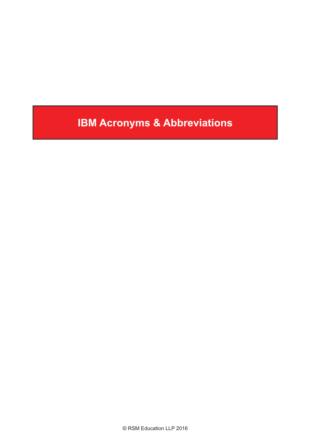 IBM Acronyms & Abbreviations