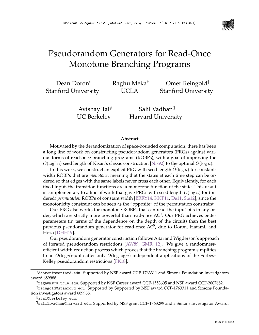 Pseudorandom Generators for Read-Once Monotone Branching Programs