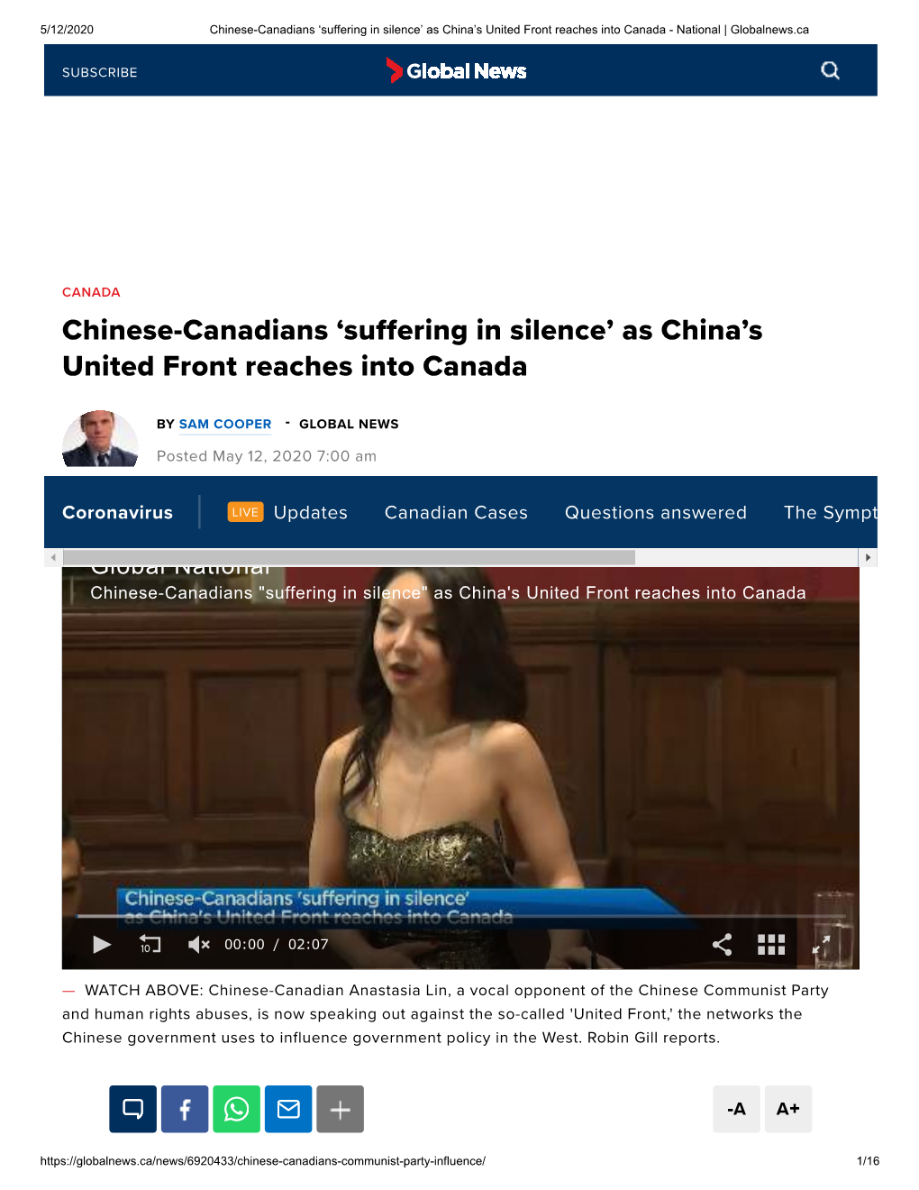 Chinese-Canadians ‘Suffering in Silence’ As China’S United Front Reaches Into Canada - National | Globalnews.Ca