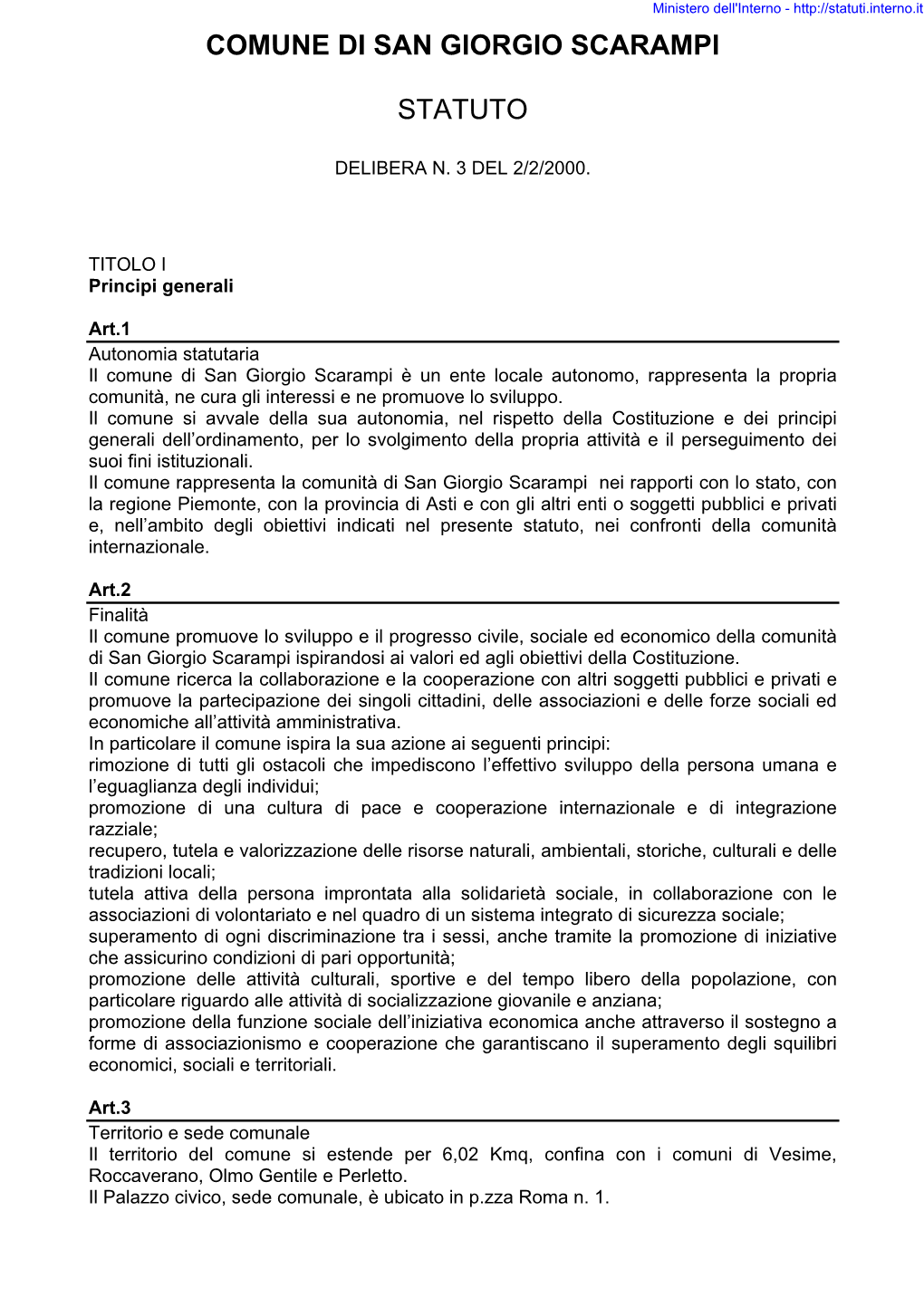 Statuto Comunale; Regolamento Del Consiglio Comunale; Piano Regolatore Generale E Strumenti Urbanistici Attuativi;