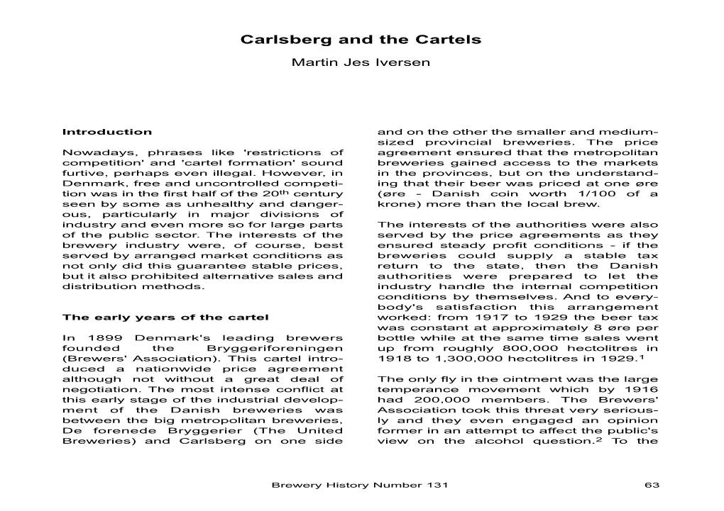 Carlsberg and the Cartels Martin Jes Iversen