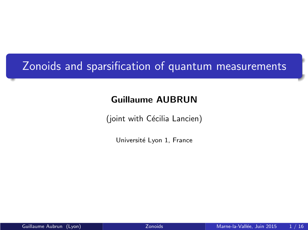 Zonoids and Sparsification of Quantum Measurements