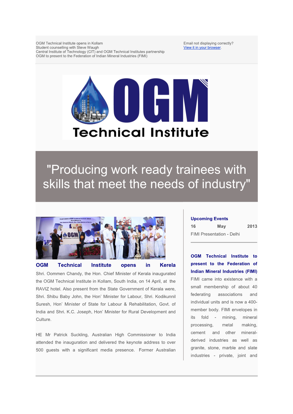 Producing Work Ready Trainees with Skills That