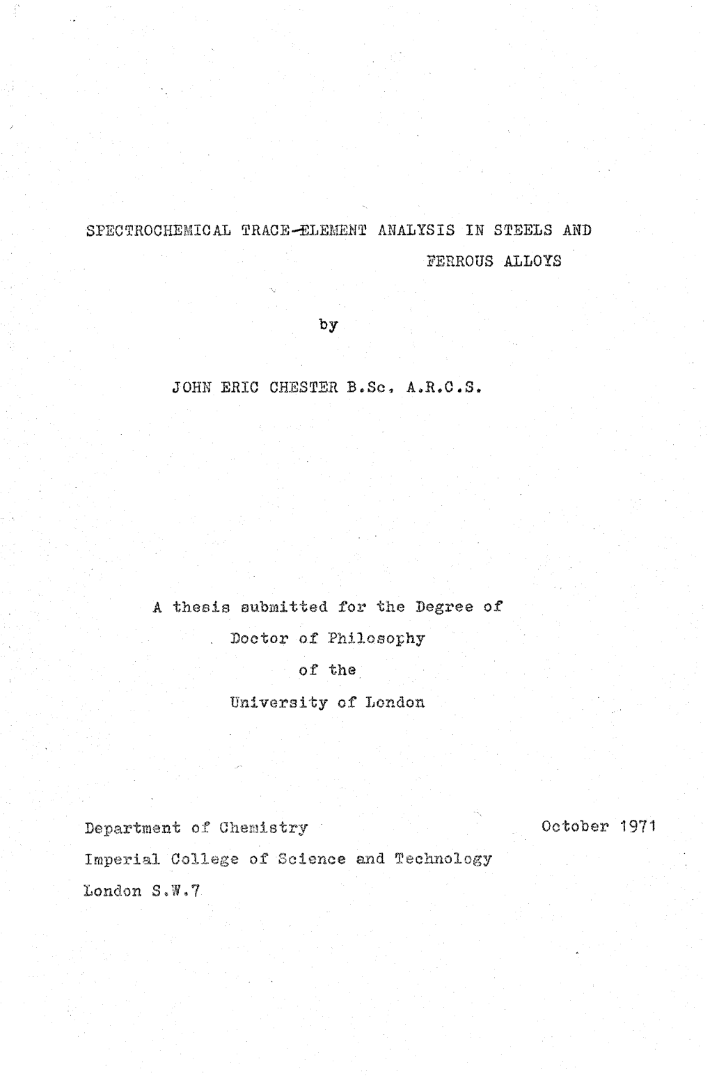 Spectrochemical Trace-Element Analysis in Steels and Ferrous Alloys