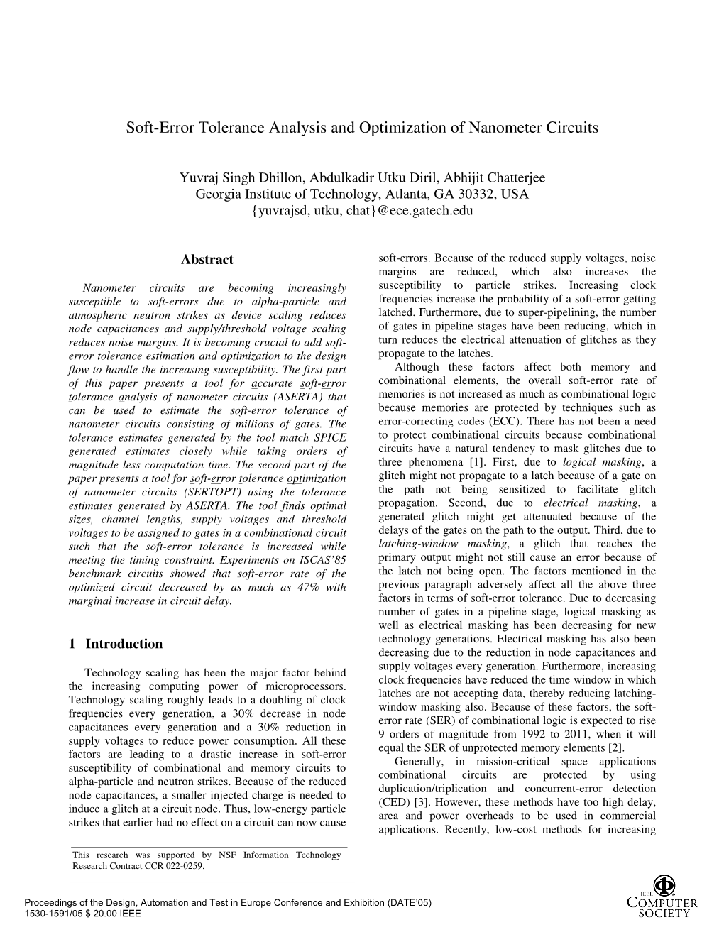 Soft-Error Tolerance Analysis and Optimization of Nanometer Circuits