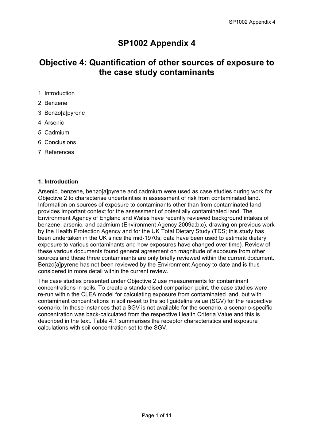 Other Sources of Exposure to the Case Study Contaminants