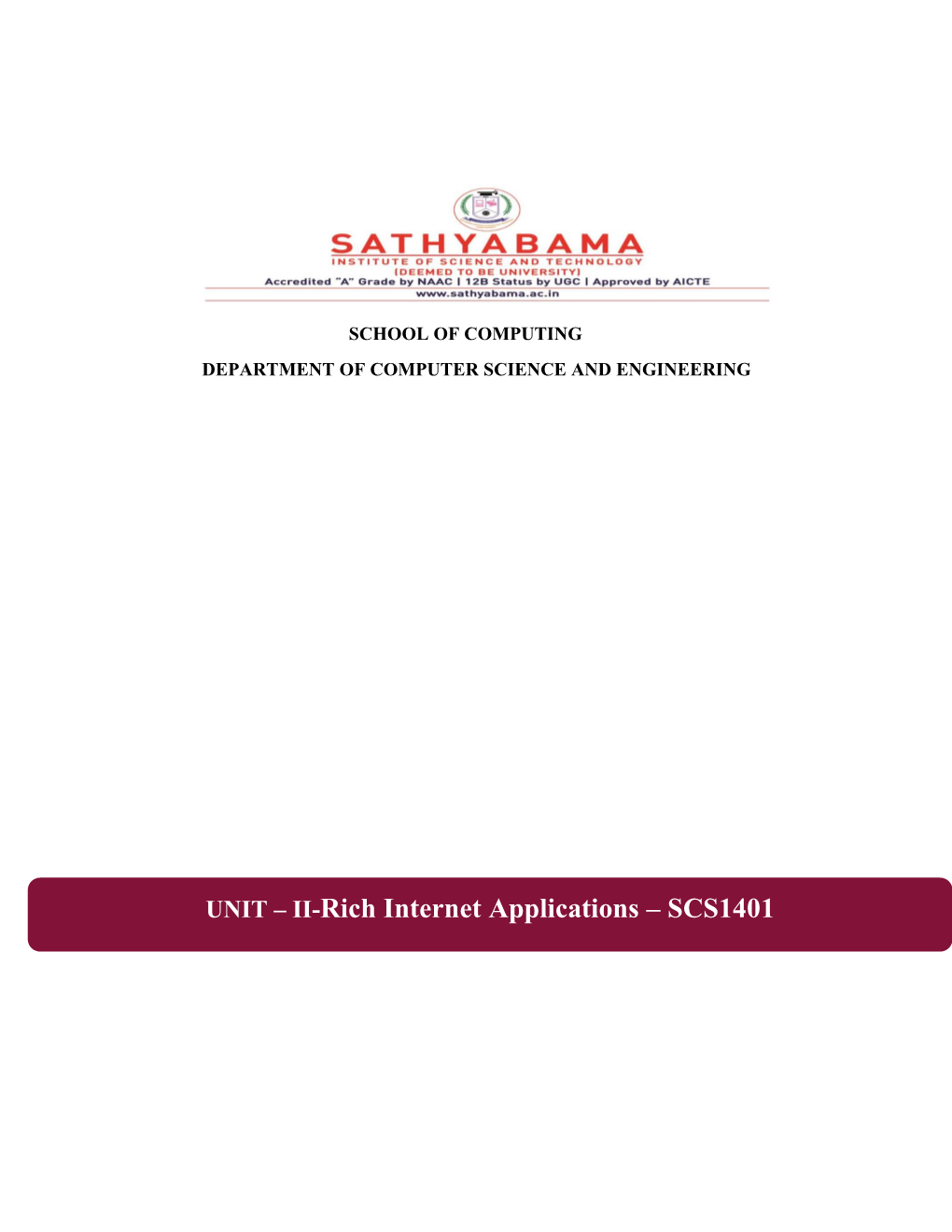 UNIT – II-Rich Internet Applications – SCS1401