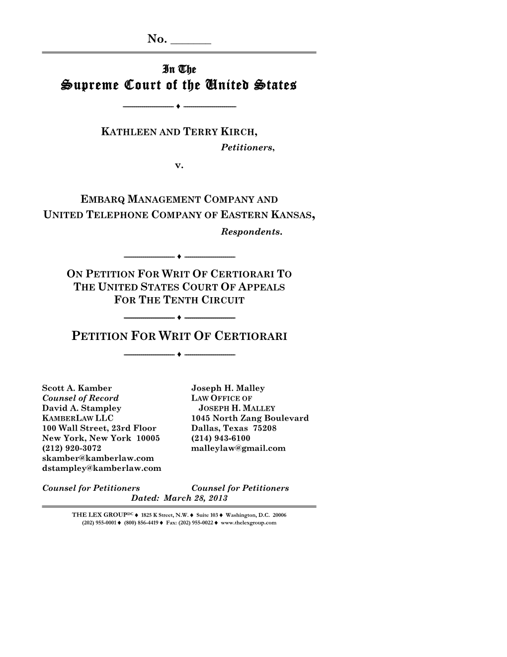 Kirch V. Embarq Supreme Court Petition