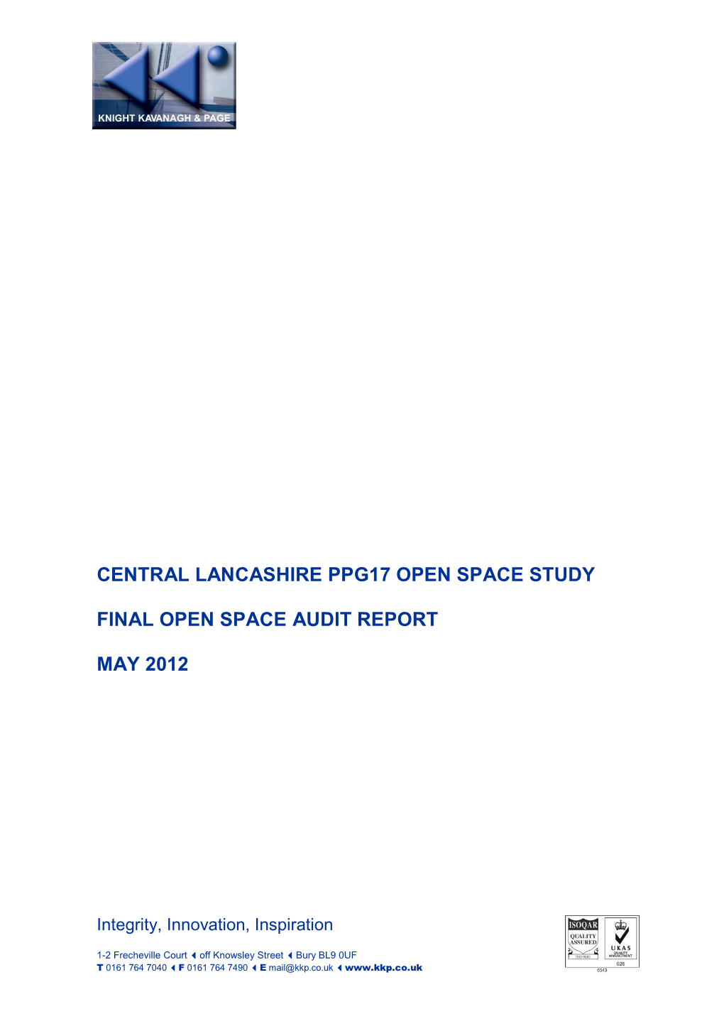 Central Lancashire Ppg17 Open Space Study