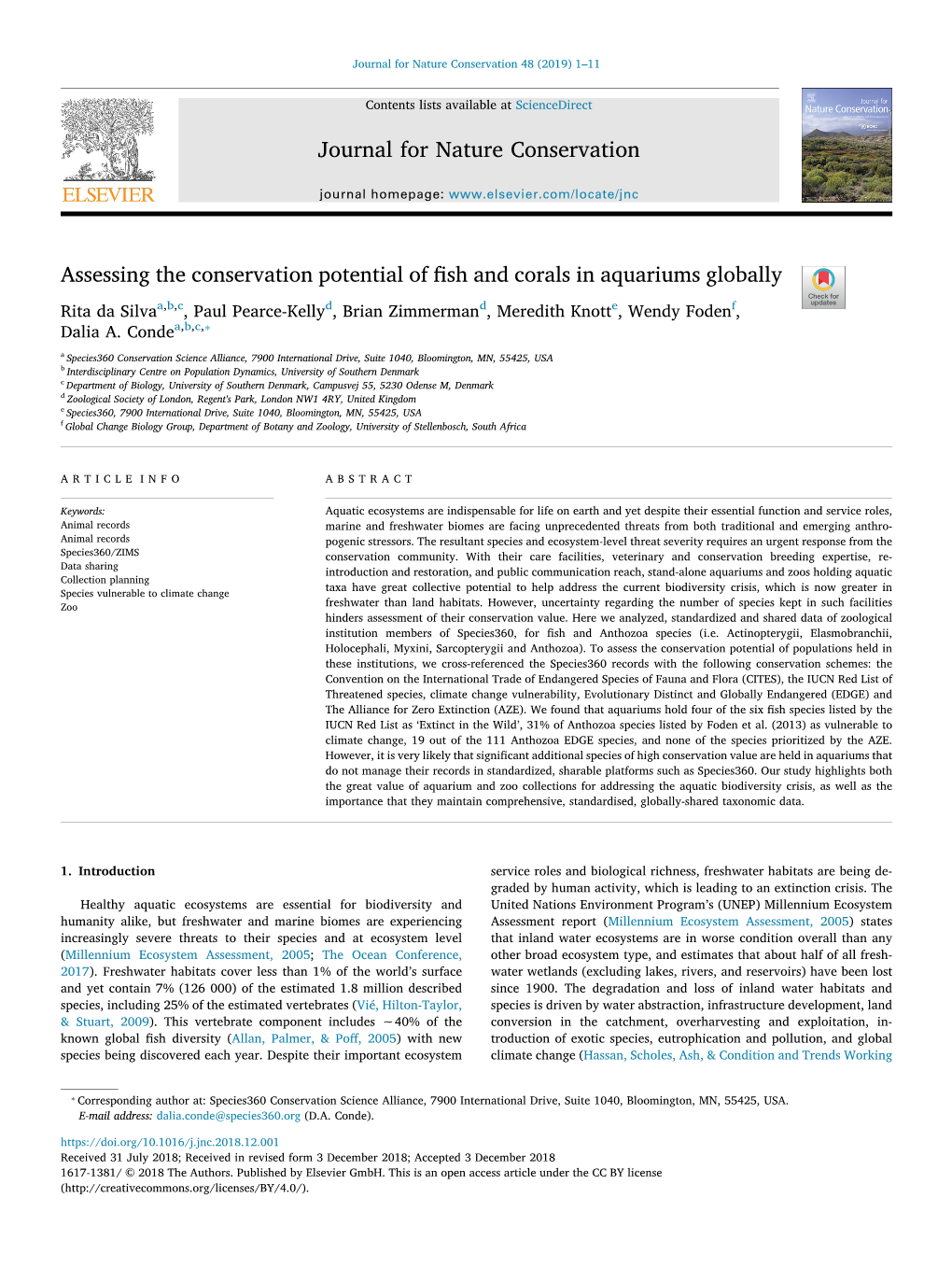 Pdf Assessing the Conservation Potential of Fish and Corals in Aquariums Globally