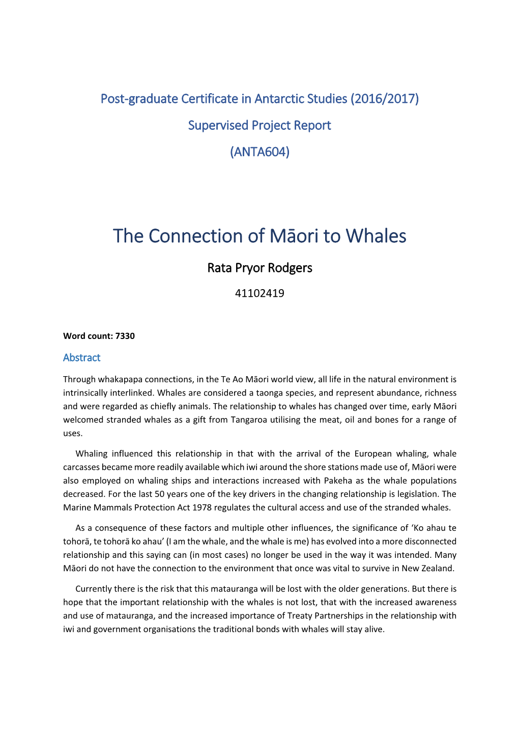 The Connection of Māori to Whales