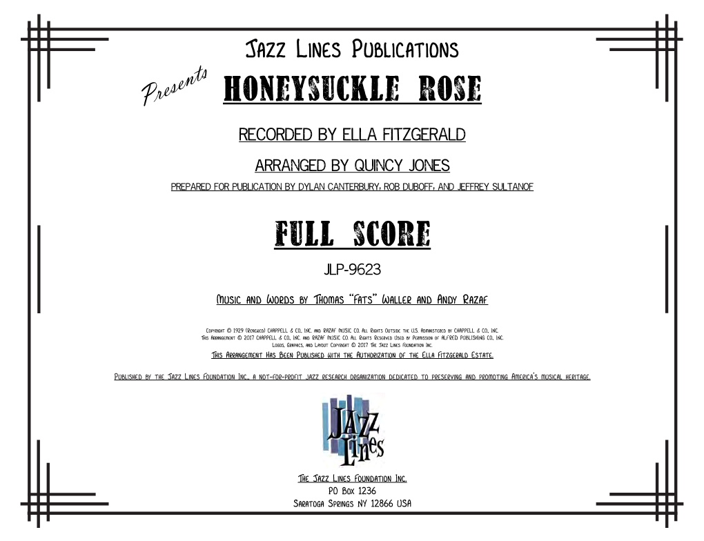 Honeysuckle Rose Full Score