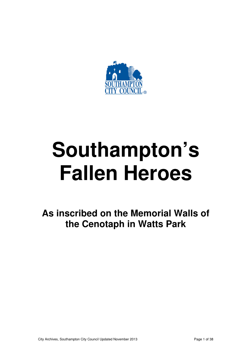 Memorial Walls List of Fallen Heroes November 2013