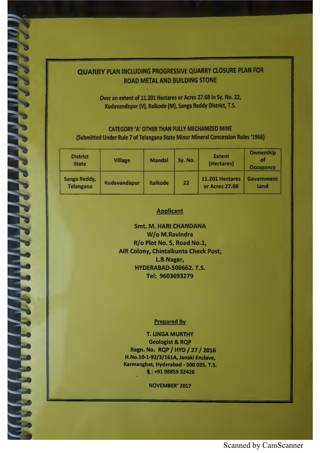 M.Harichandana Quarry Plan