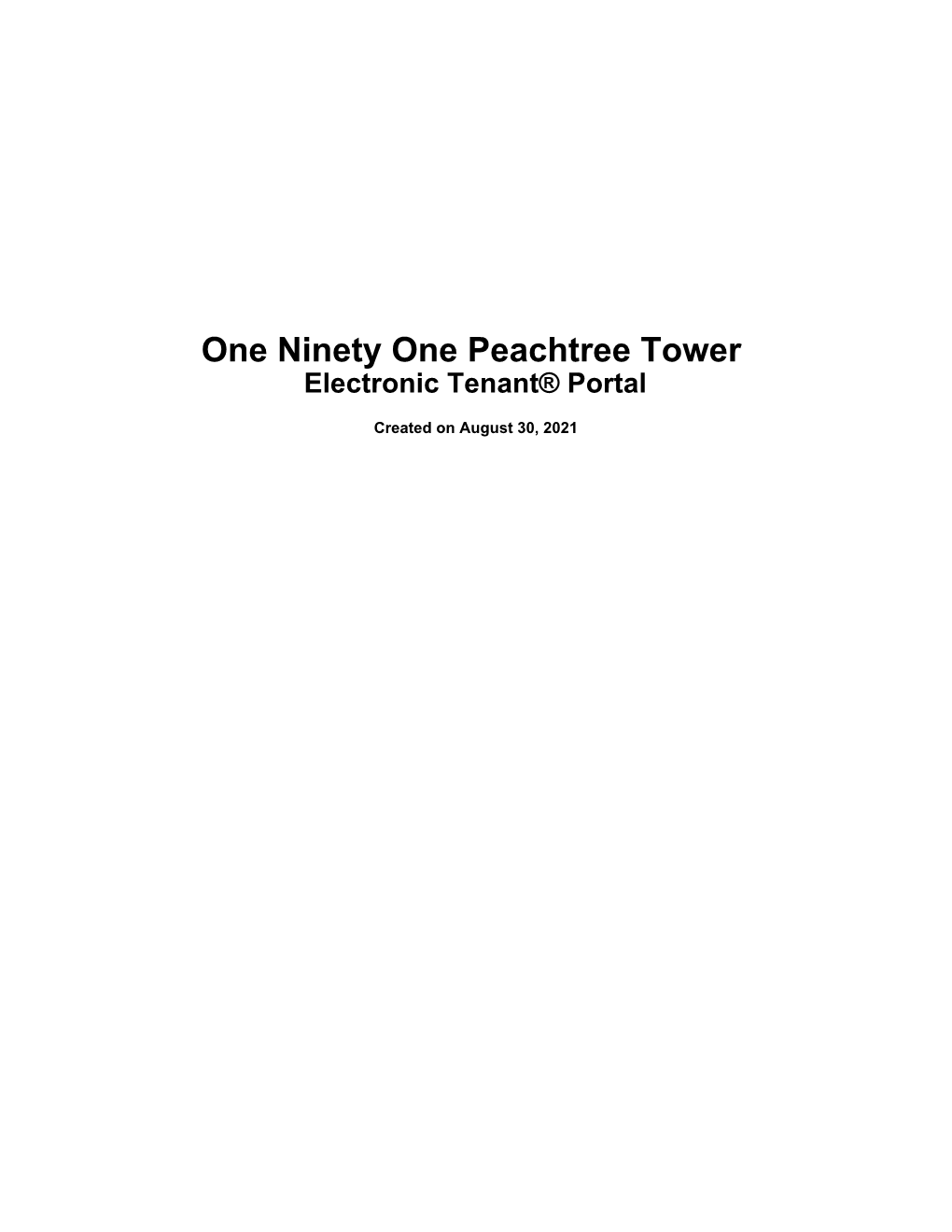 One Ninety One Peachtree Tower Electronic Tenant® Portal