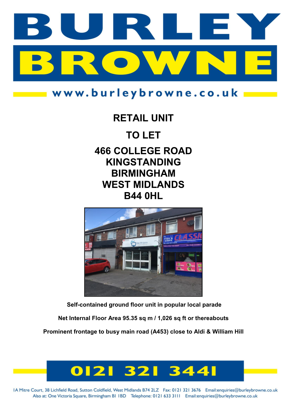 Retail Unit to Let 466 College Road Kingstanding