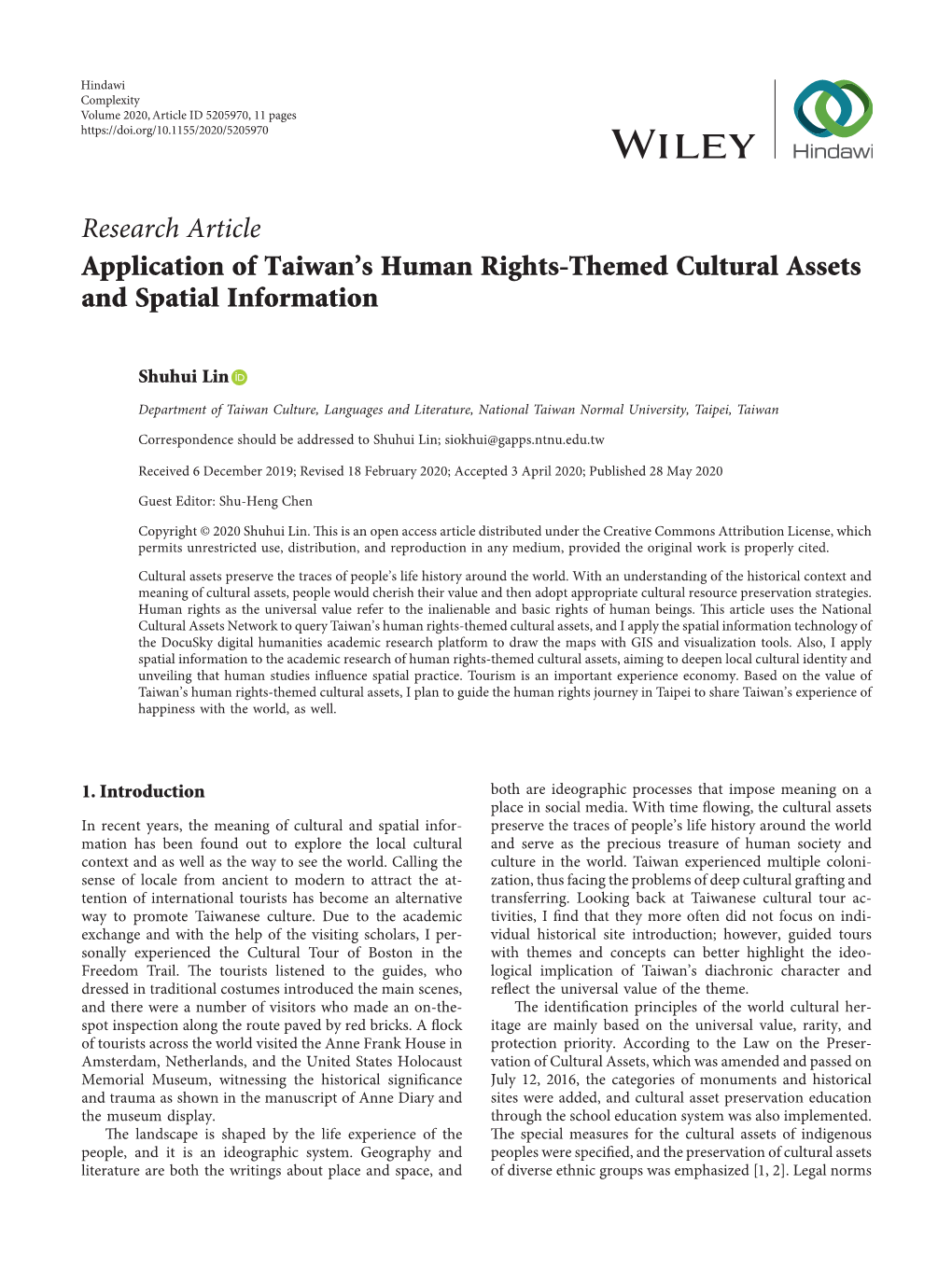 Application of Taiwan's Human Rights-Themed Cultural Assets And