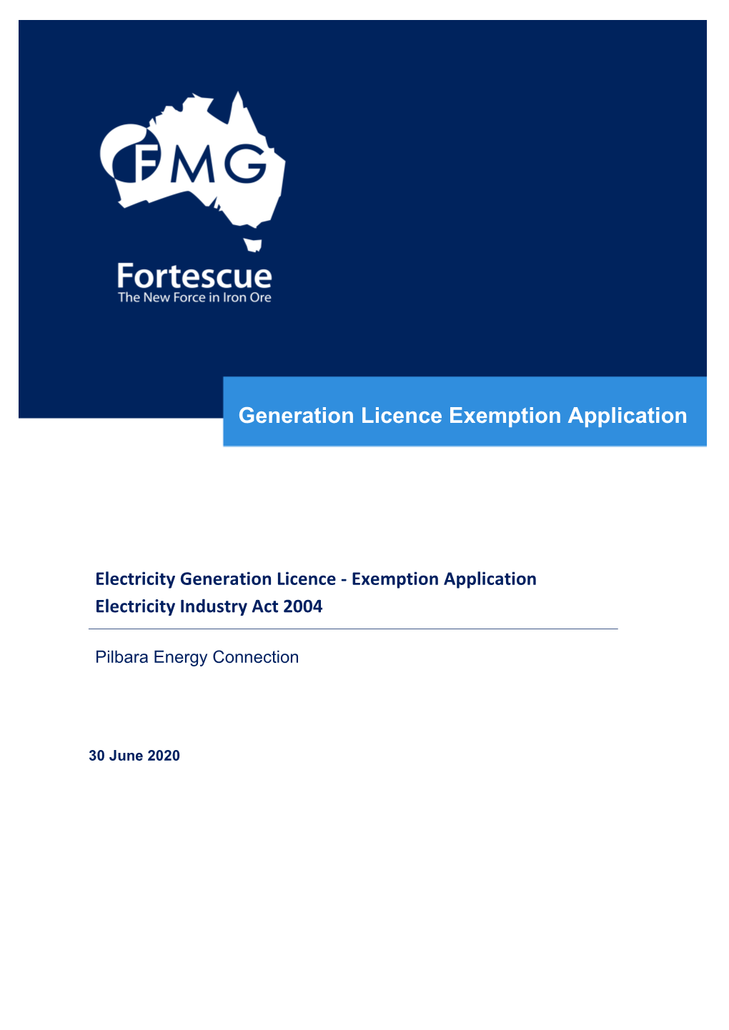 Electricity Generation Licence - Exemption Application Electricity Industry Act 2004