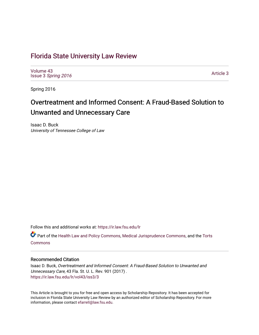 Overtreatment and Informed Consent: a Fraud-Based Solution to Unwanted and Unnecessary Care