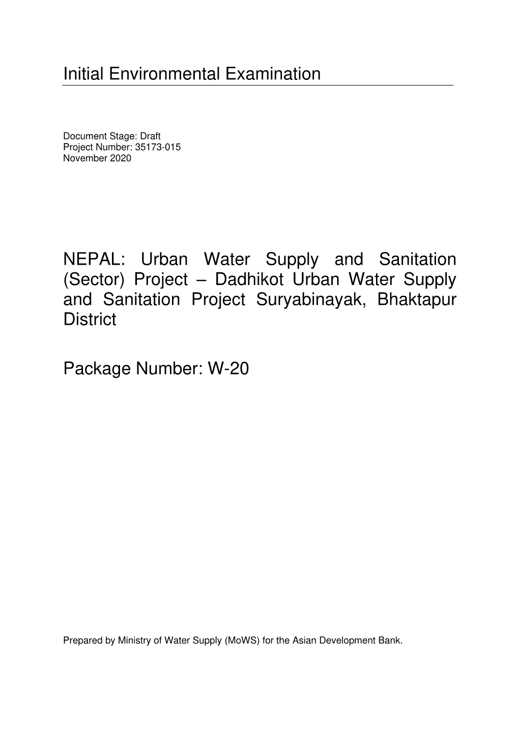 Urban Water Supply and Sanitation Sector Project (UWSSP)