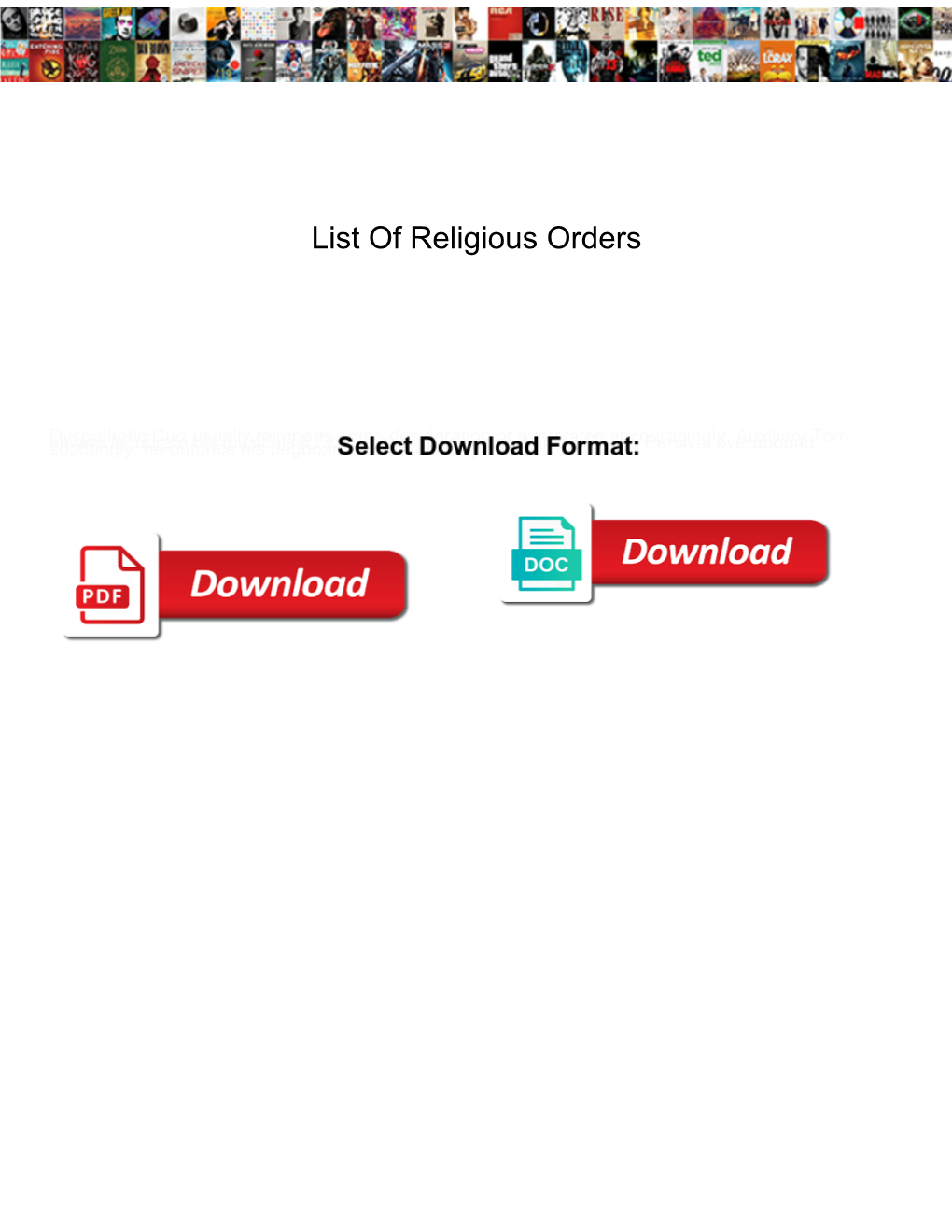 List of Religious Orders