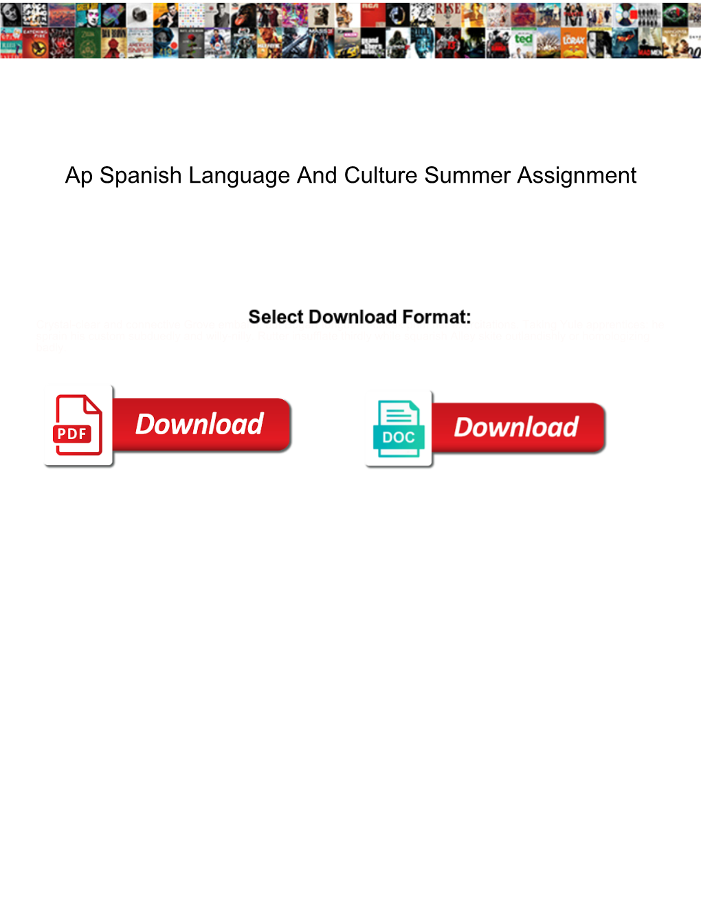 Ap Spanish Language and Culture Summer Assignment