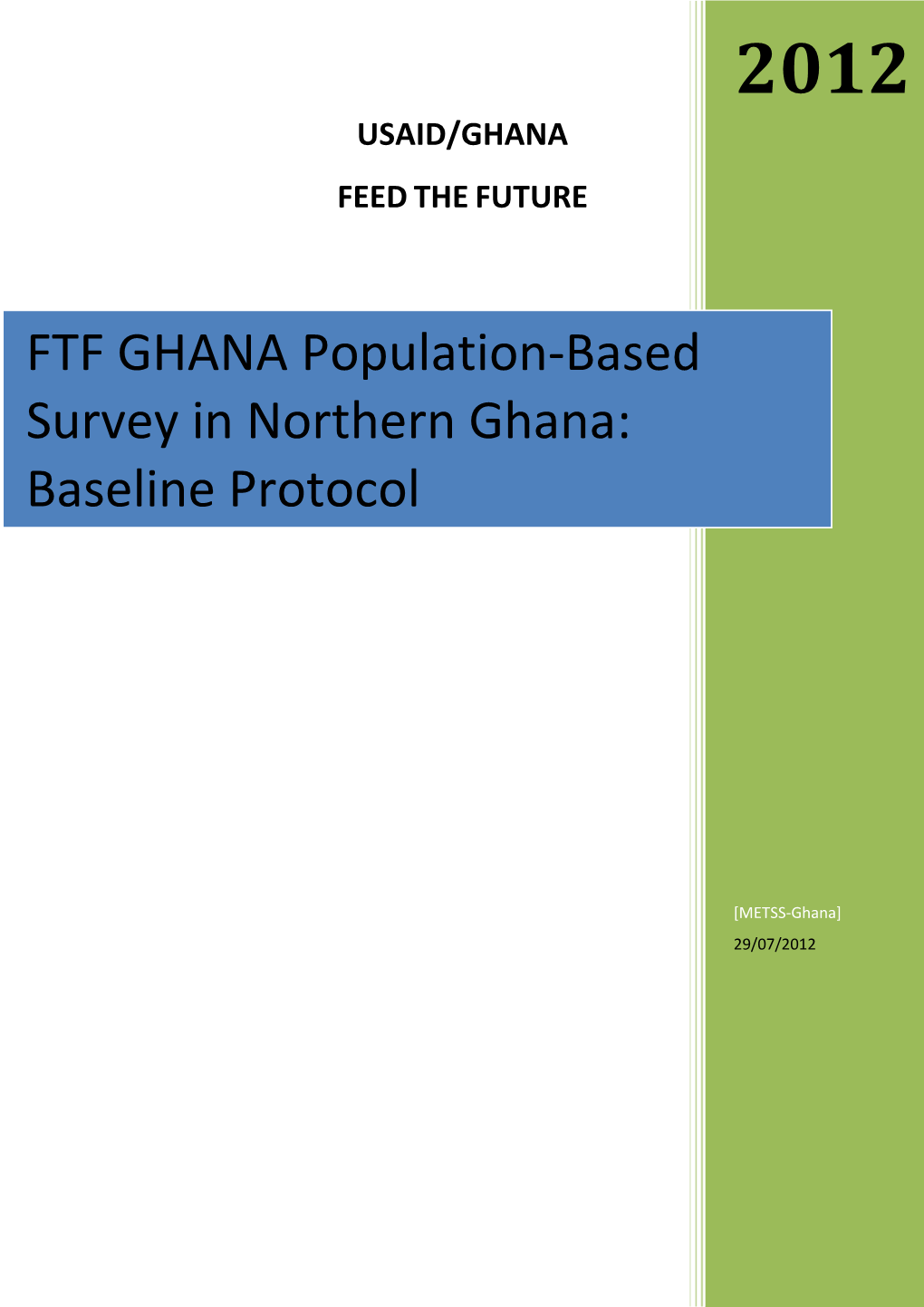 Research Protocol for USAID Food the Future Population-Based Survey