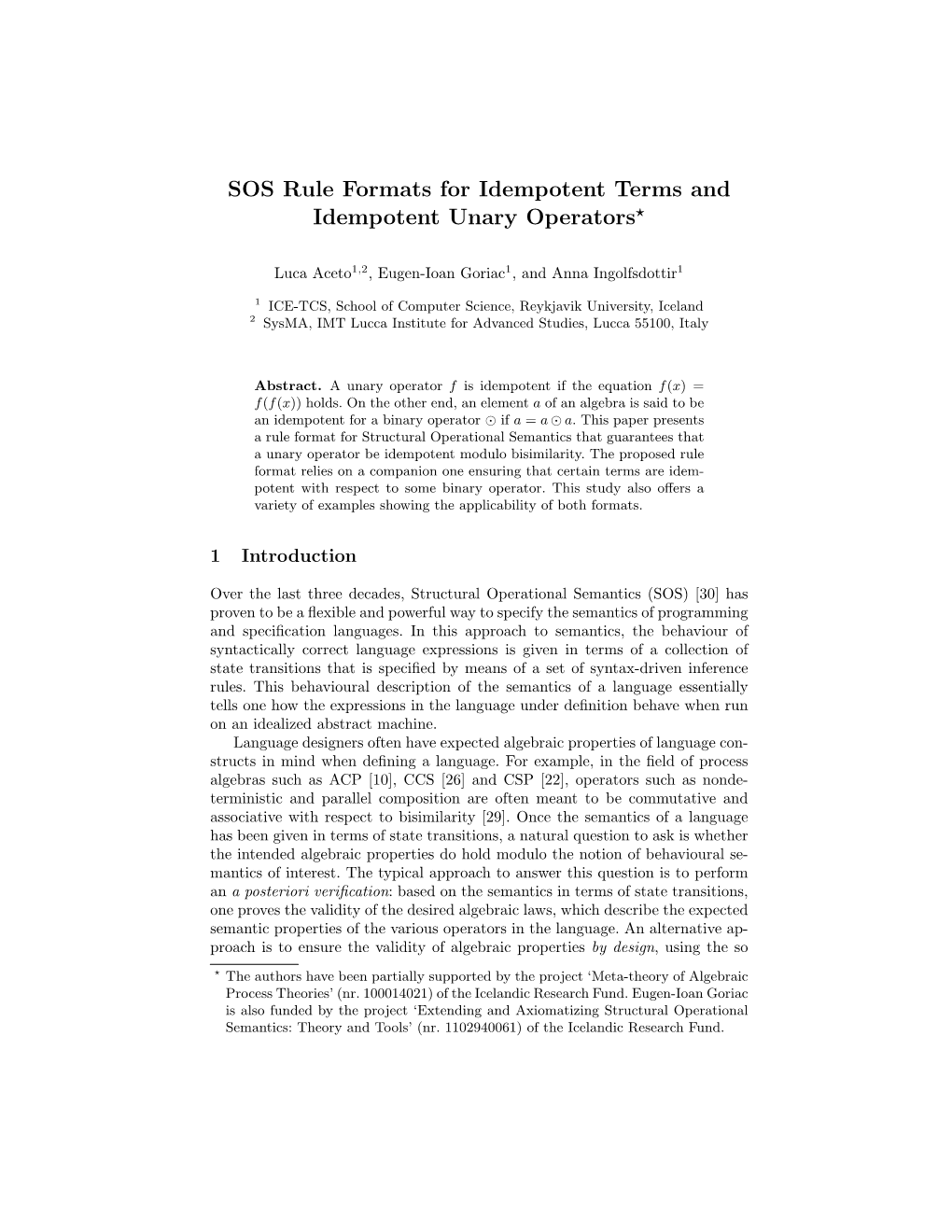 SOS Rule Formats for Idempotent Terms and Idempotent Unary Operators?