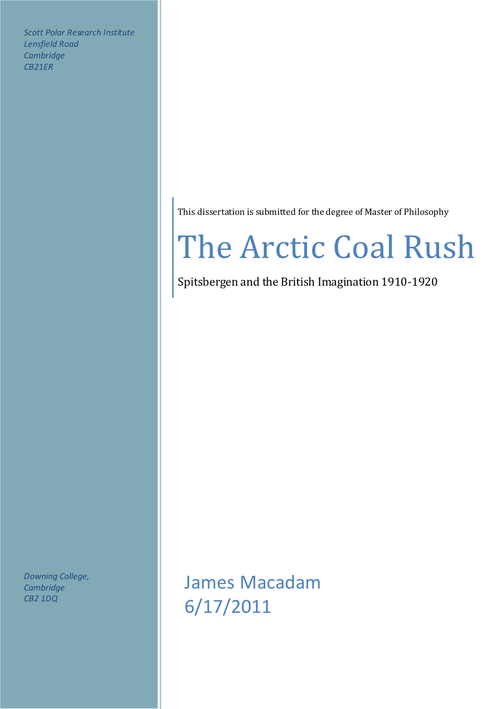 The Arctic Coal Rush