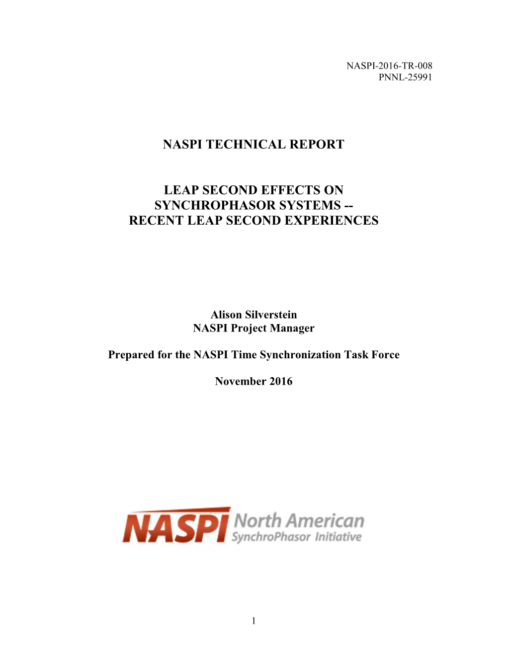 Naspi Technical Report Leap Second Effects on Synchrophasor Systems