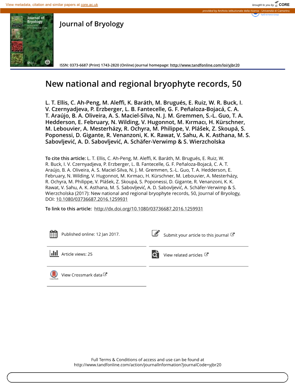 New National and Regional Bryophyte Records, 50