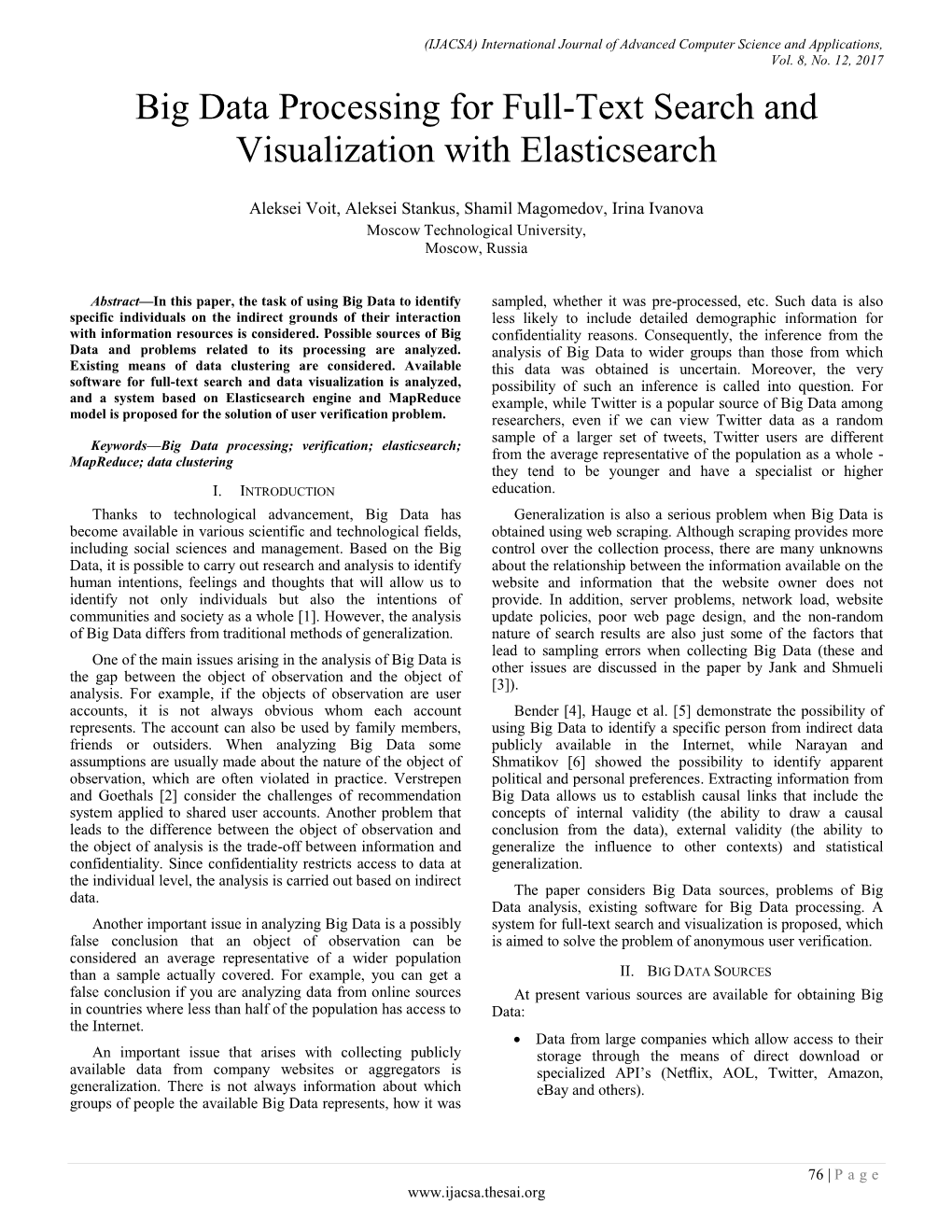 Big Data Processing for Full-Text Search and Visualization with Elasticsearch