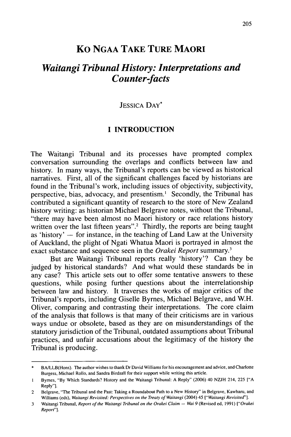 Waitangi Tribunal History: Interpretations and Counter-Facts