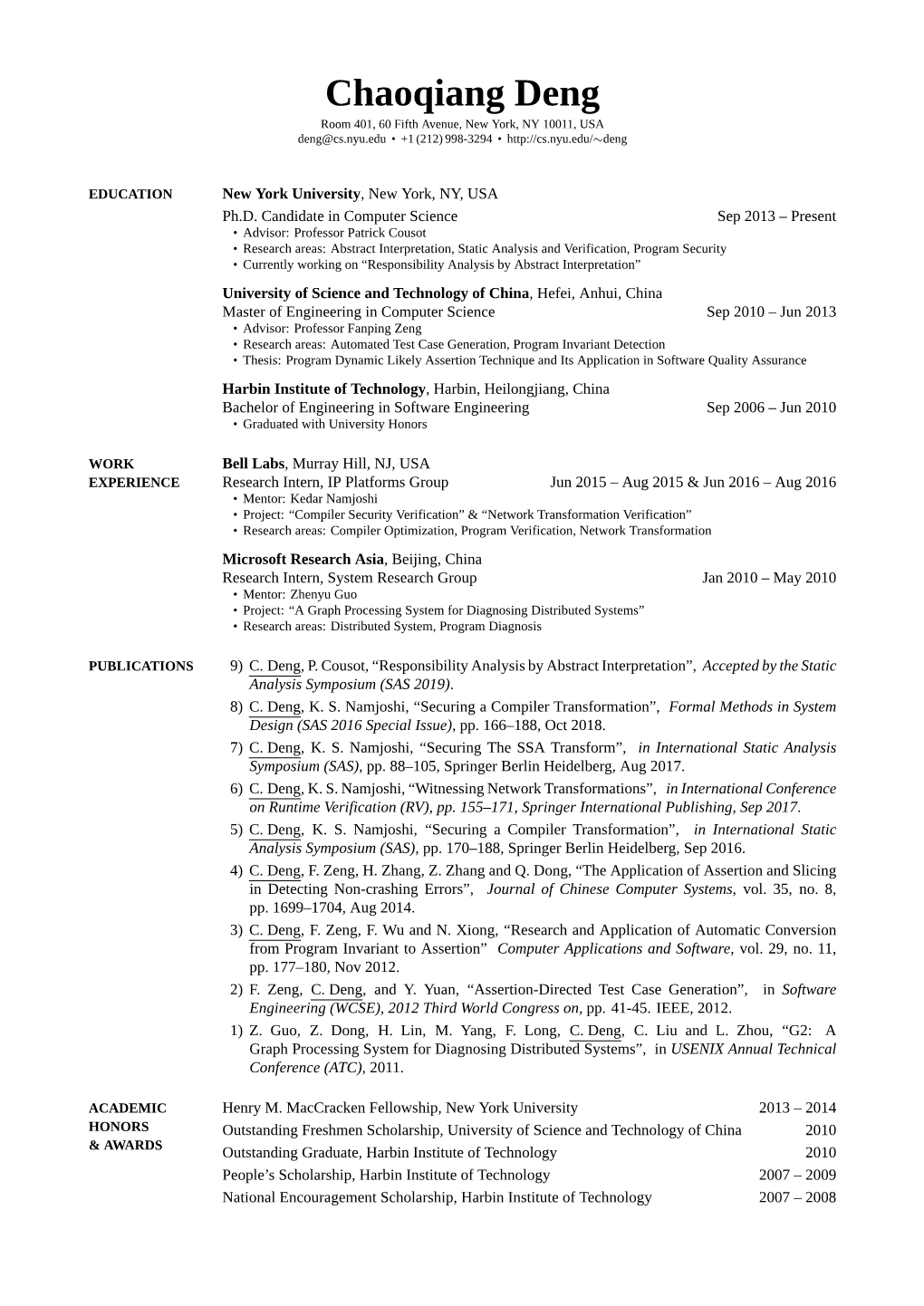 Chaoqiang Deng's CV