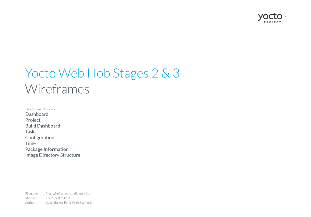 Yocto Web Hob Stages 2 & 3 Wireframes