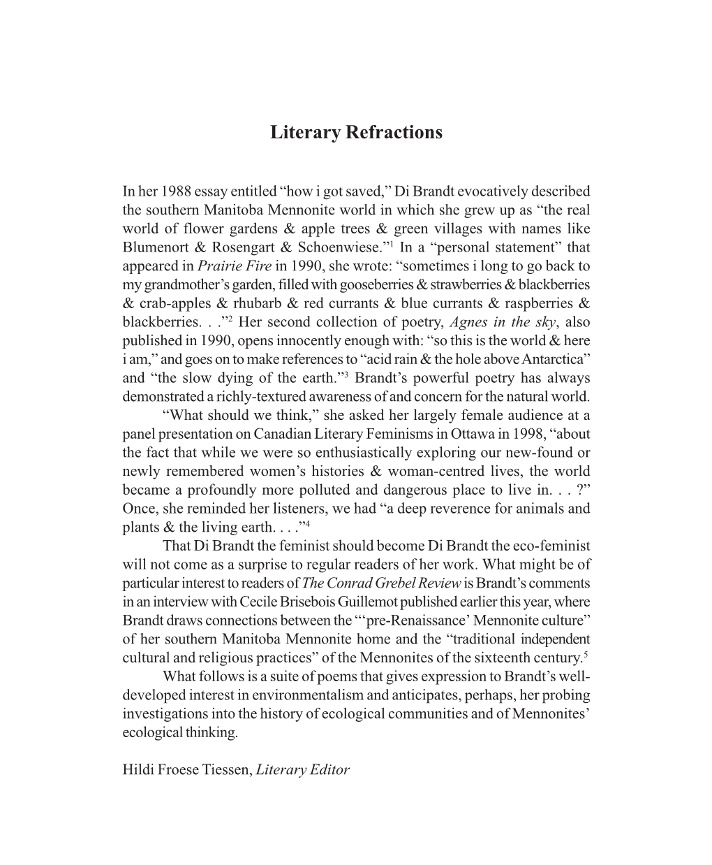 Literary Refractions Literary Refractions