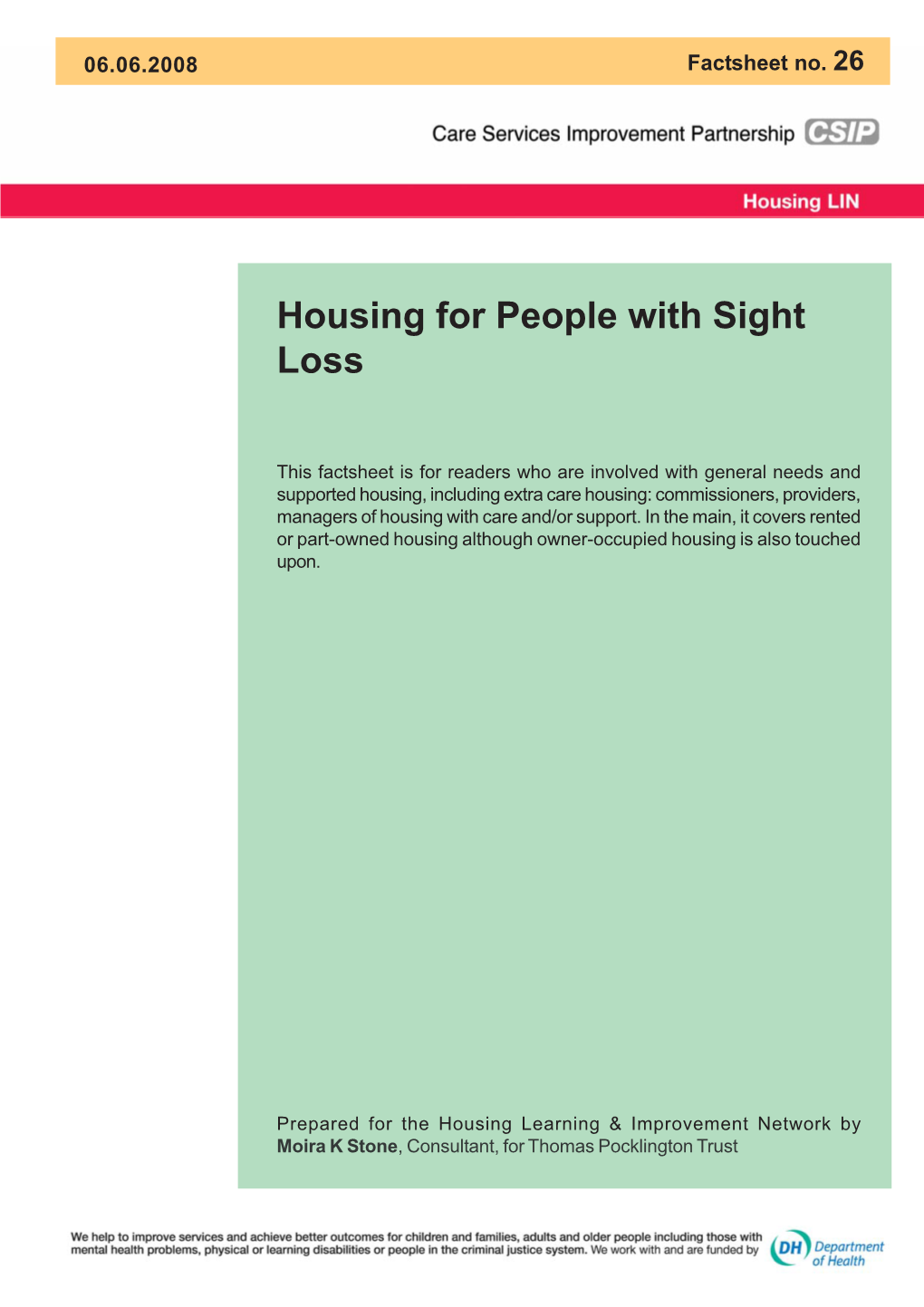 Housing for People with Sight Loss