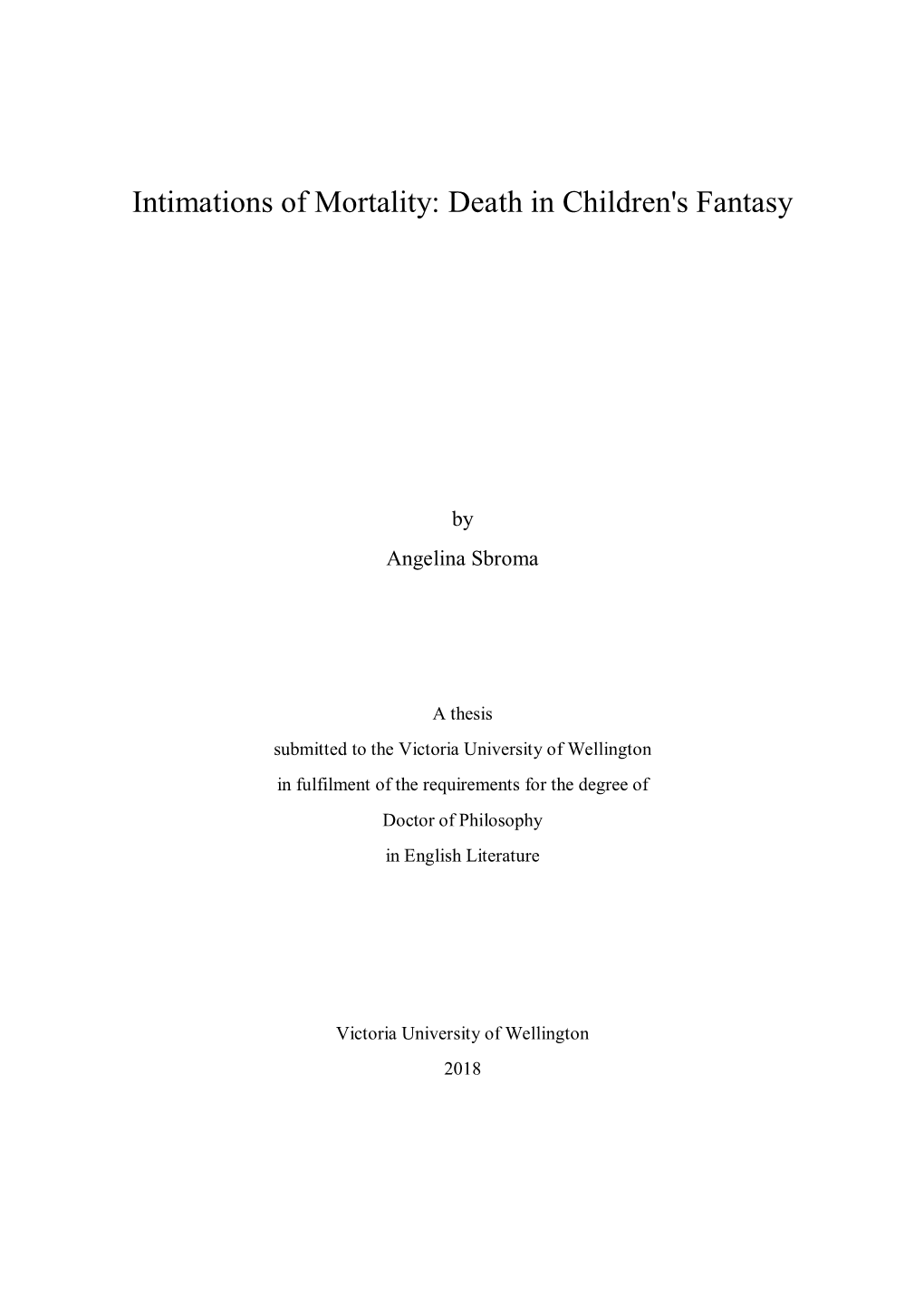 Death in Children's Fantasy