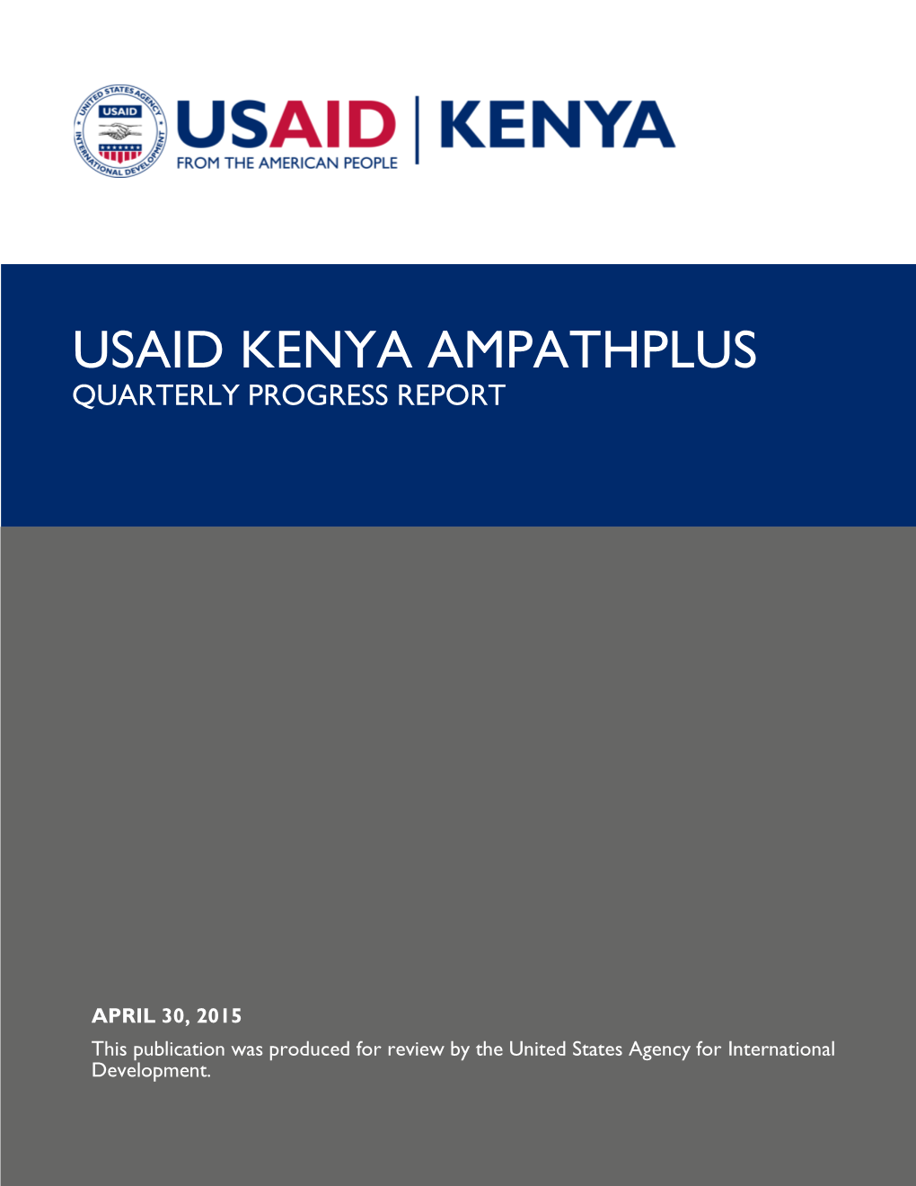 Usaid Kenya Ampathplus Quarterly Progress Report