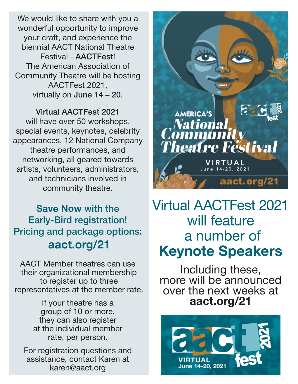 Virtual Aactfest 2021 Will Feature a Number of Keynote Speakers
