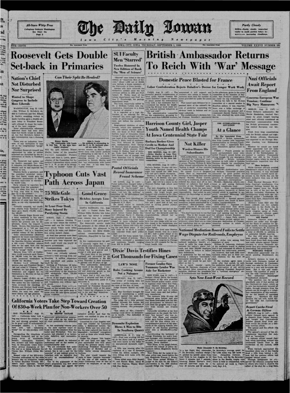Daily Iowan (Iowa City, Iowa), 1938-09-01