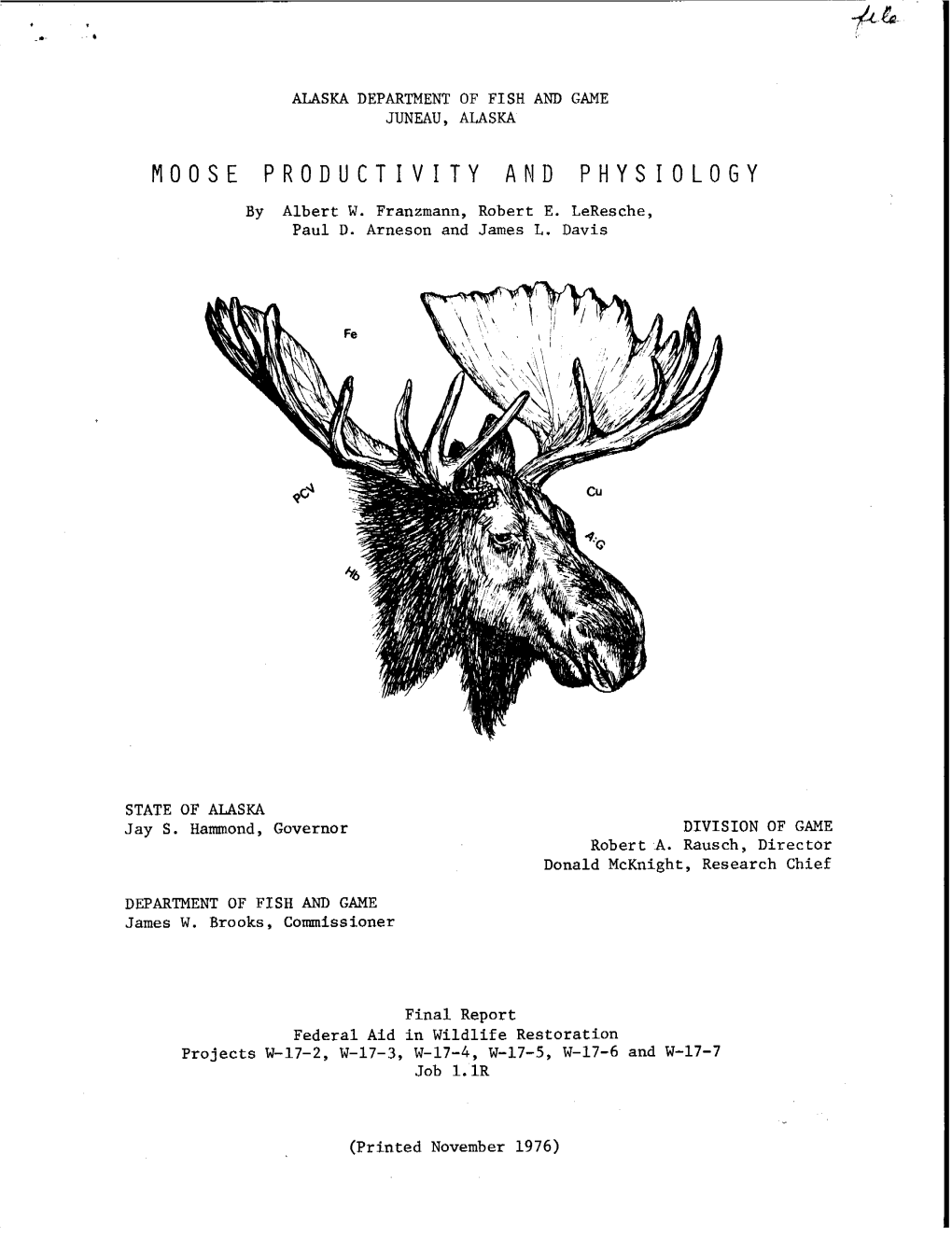 Moose Productivity and Physiology, Final