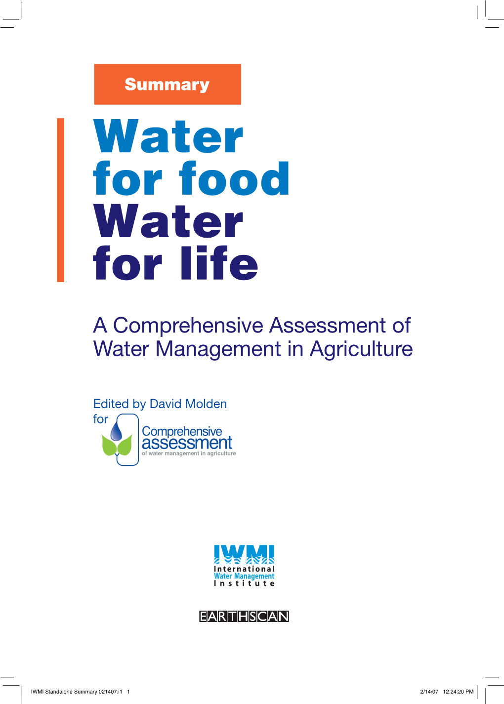 A Comprehensive Assessment of Water Management in Agriculture