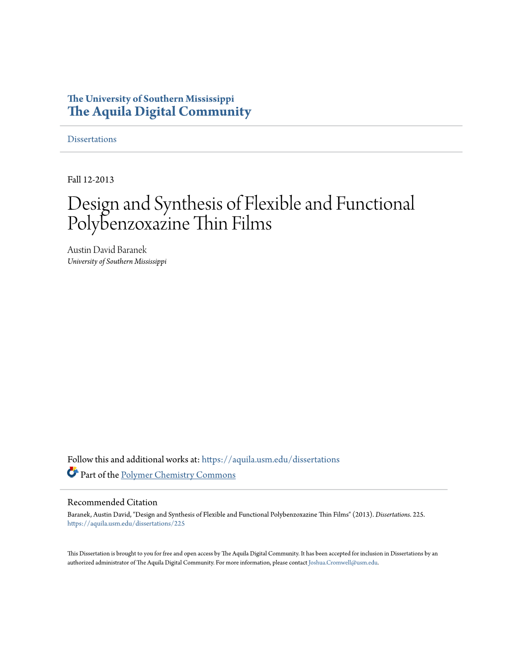 Design and Synthesis of Flexible and Functional Polybenzoxazine Thin Films