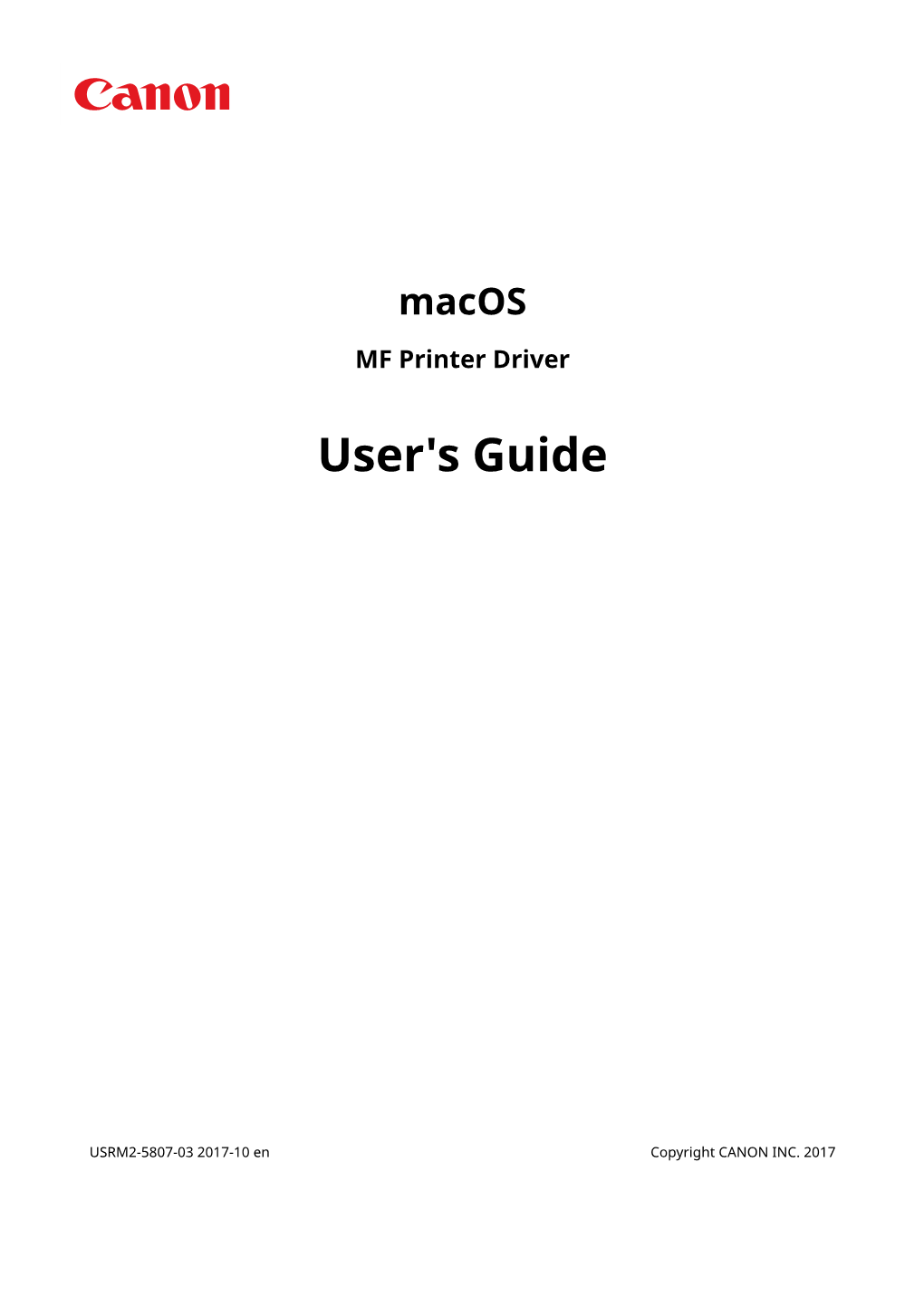 Macos MF Printer Driver User's Guide